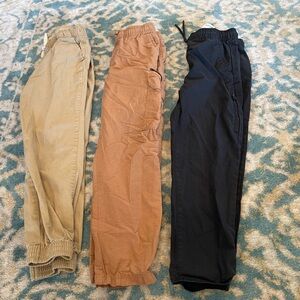 Old Navy Kids Jogger Pants Trio — Tan, Khaki, Charcoal